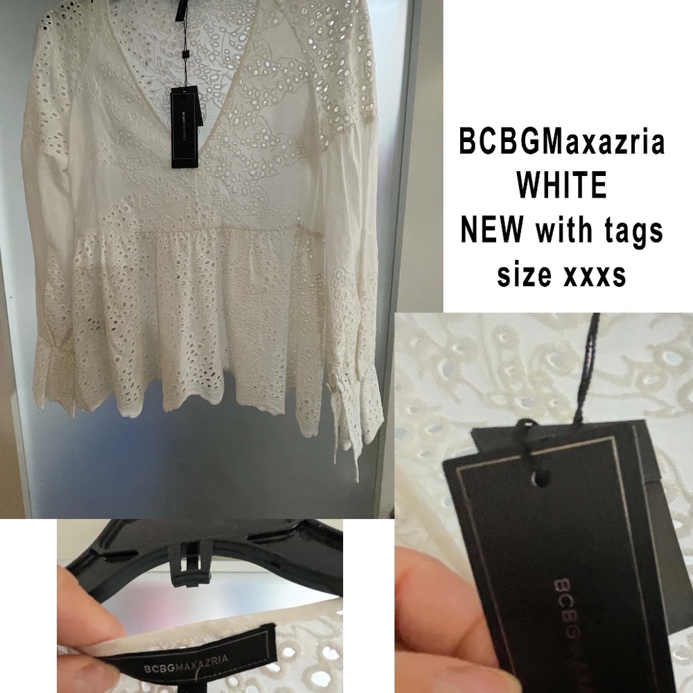 BCBG Maxazria White Eyelet Blouse